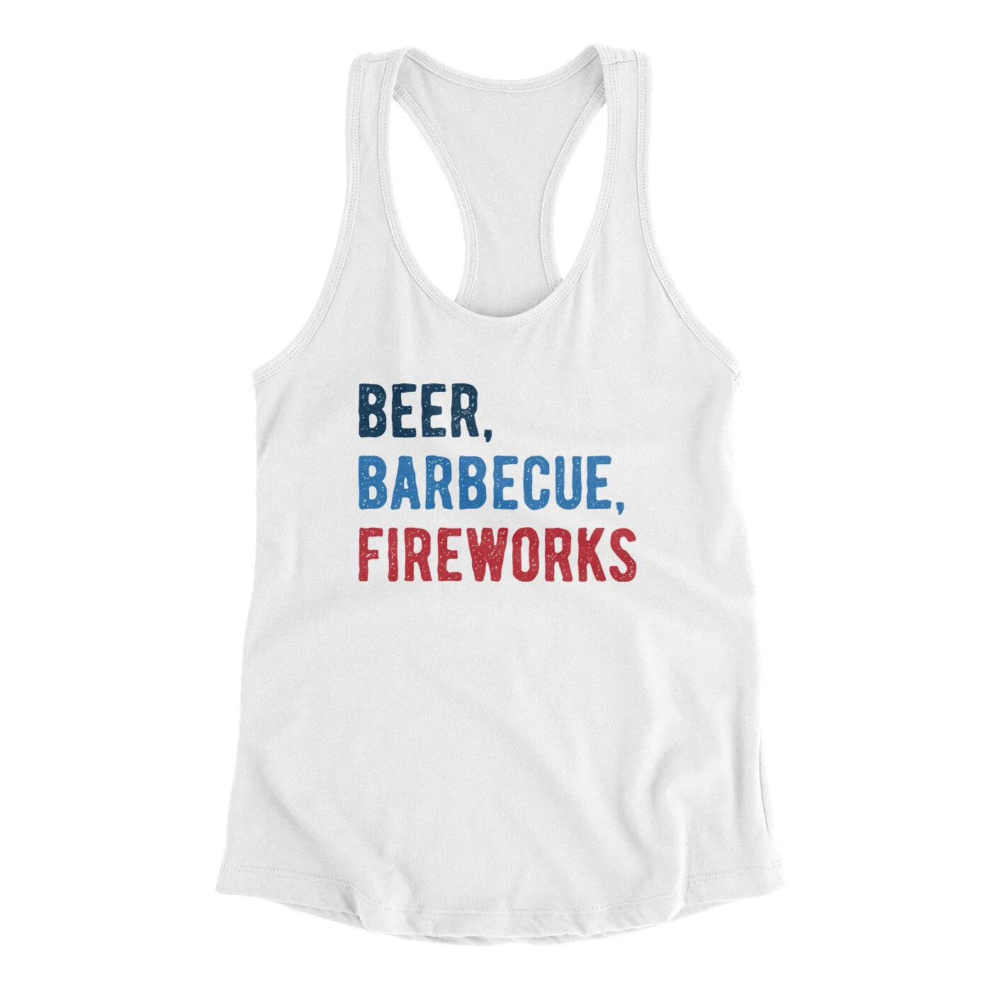 Beer, Barbecue, Fireworks Women's Racerback Tank