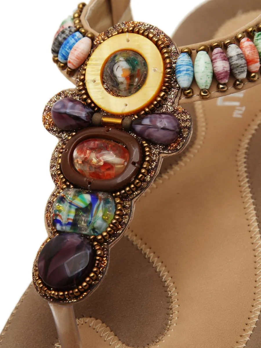 Beige Beaded Sandal