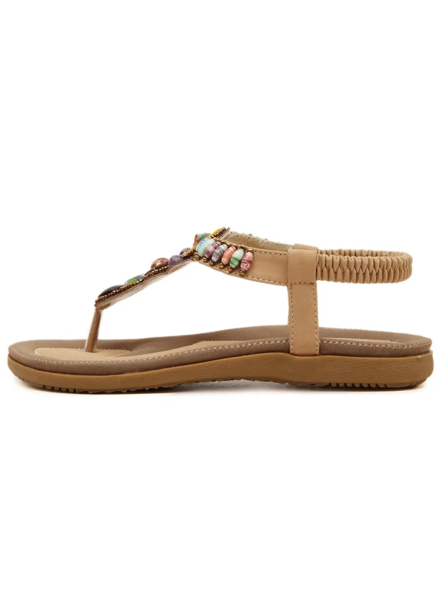 Beige Beaded Sandal