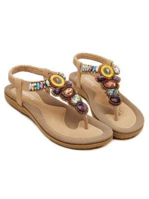 Beige Beaded Sandal
