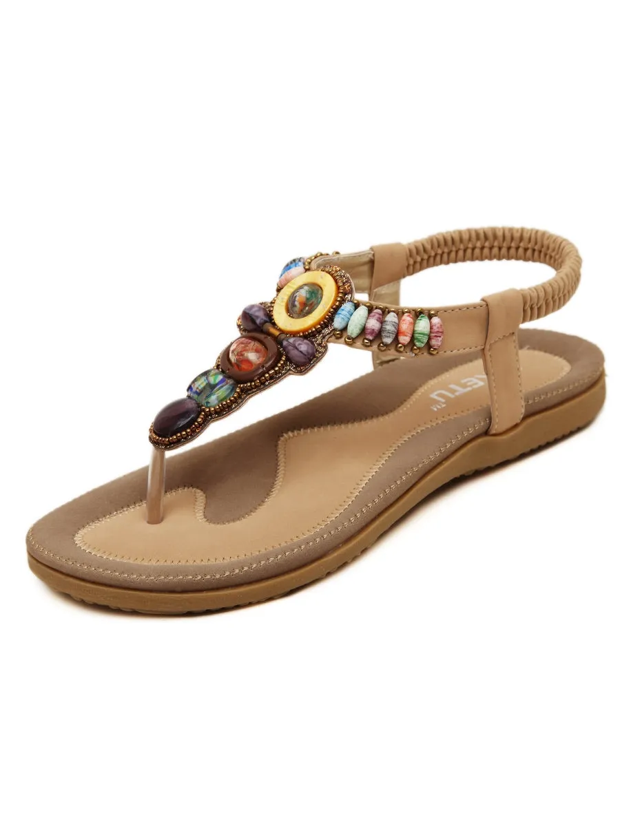Beige Beaded Sandal
