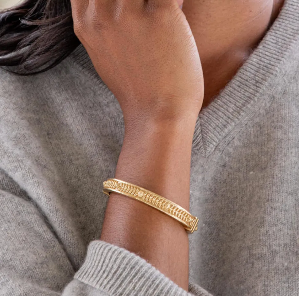 Berry Vine Hinged Bangle, S/M - Gold
