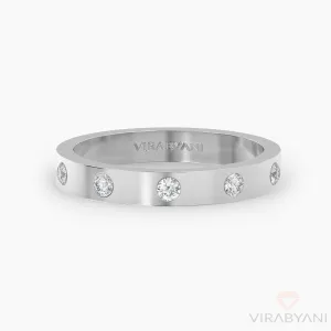 Bezel Set Round Diamond Five Stone Band Square Edges