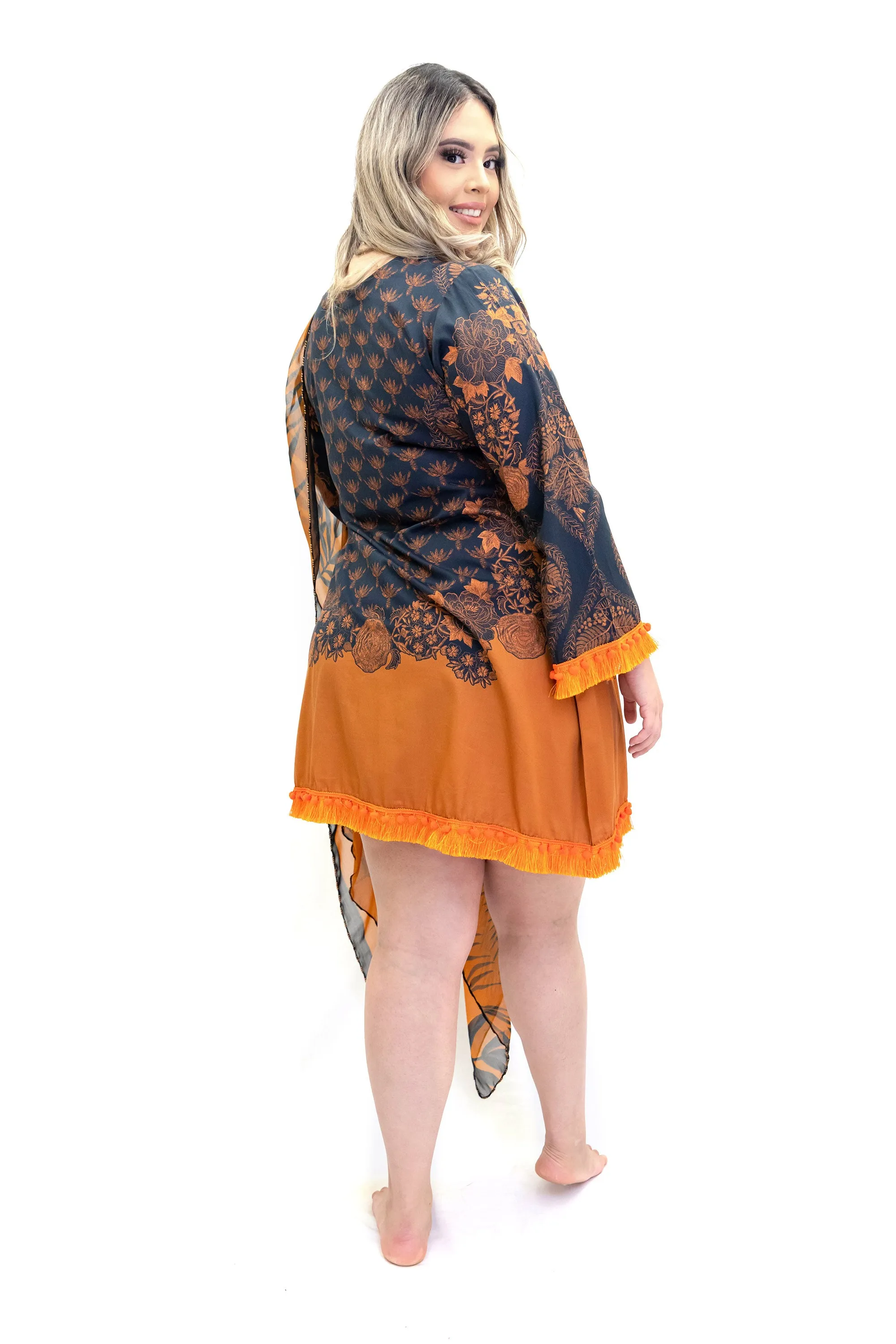 Black & Orange Kurti - Shirt - Sana Safinaz