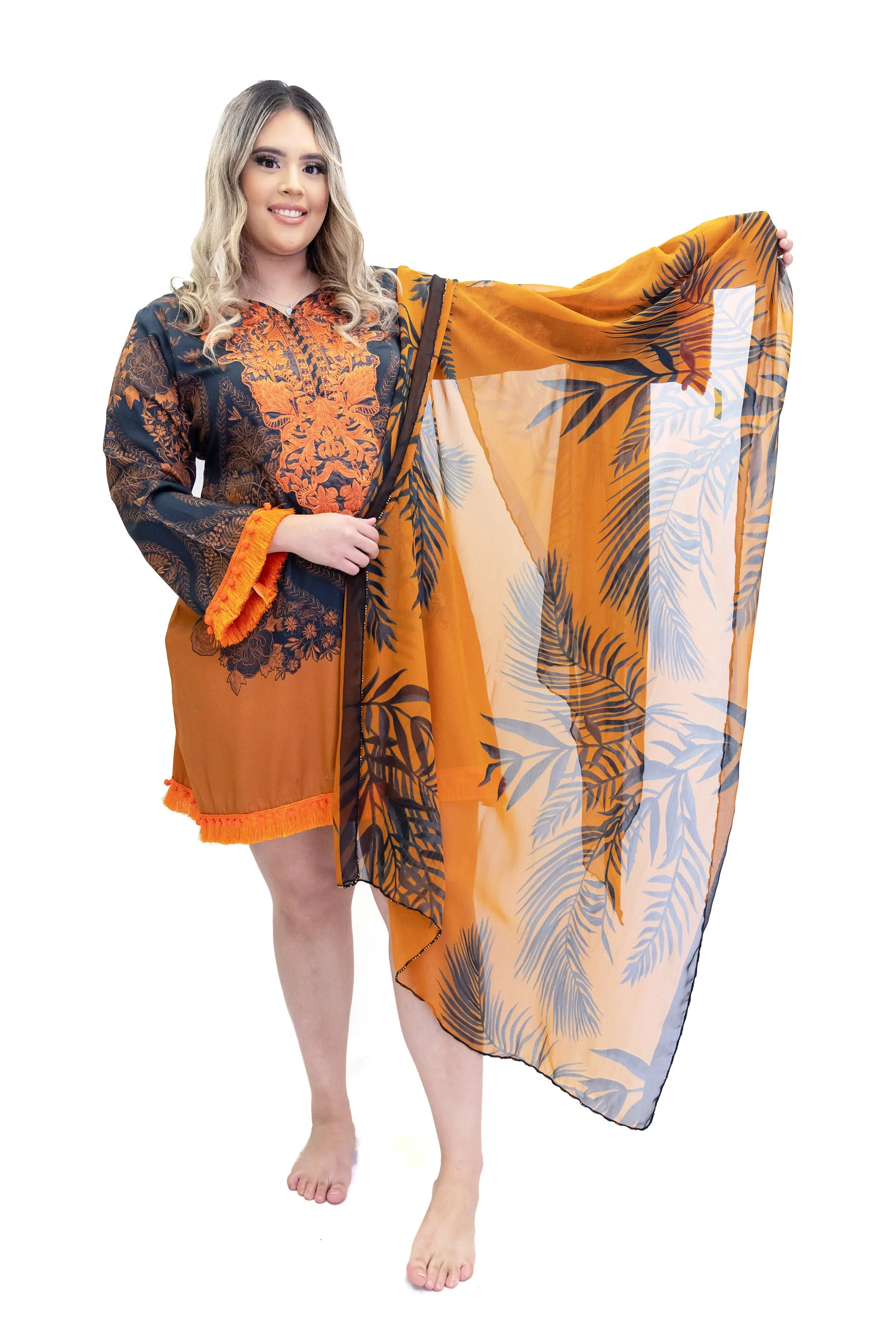 Black & Orange Kurti - Shirt - Sana Safinaz