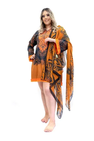 Black & Orange Kurti - Shirt - Sana Safinaz