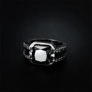 Black Crystal & Cubic Zirconia Ring