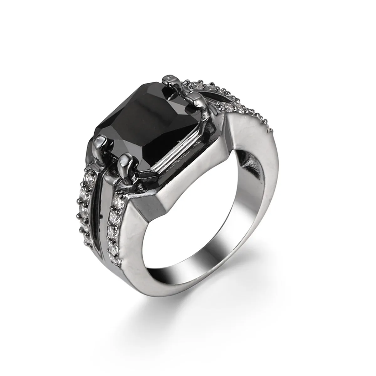 Black Crystal & Cubic Zirconia Ring