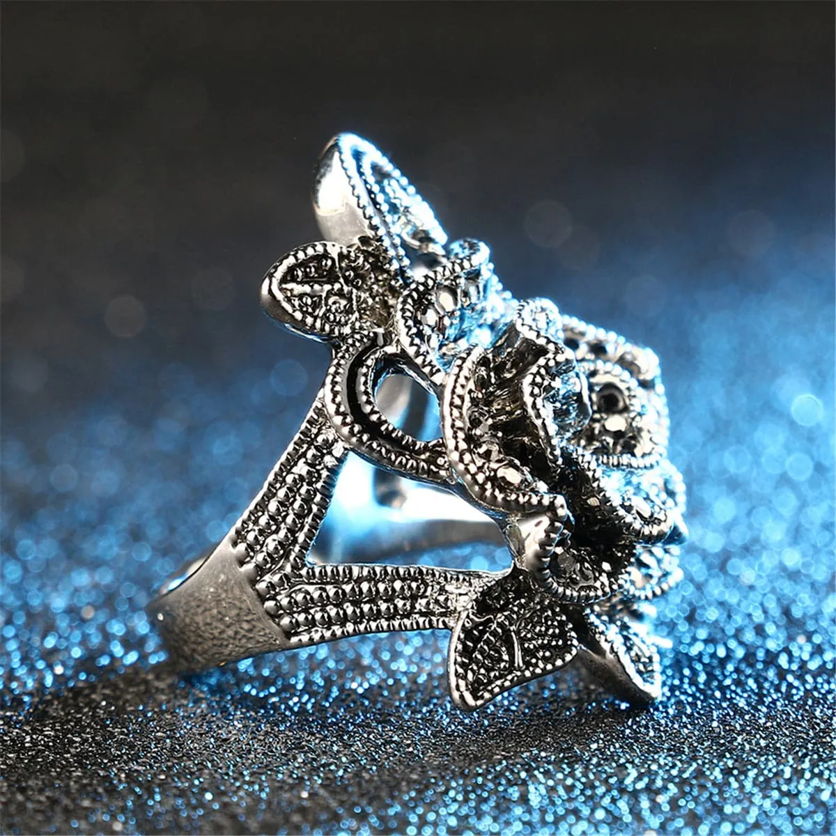 Black Cubic Zirconia Botany Band Ring