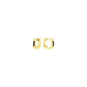 Black Diamond Cage Huggies | Yellow Gold