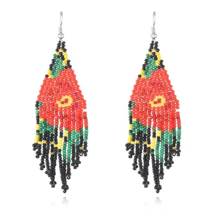 Black Howlite & Silver-Plated Beaded Drop Earrings