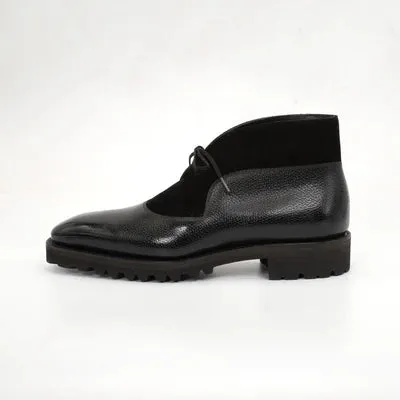 Black Leather and Suede Vermient Chunky Hiking Combat Lace Up Boots - Hiking and Trekking Boots