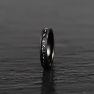 Black Meteorite Band - Black Tungsten Meteorite Sand Blasted 4MM