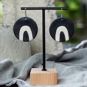Black with White Arch Earrings