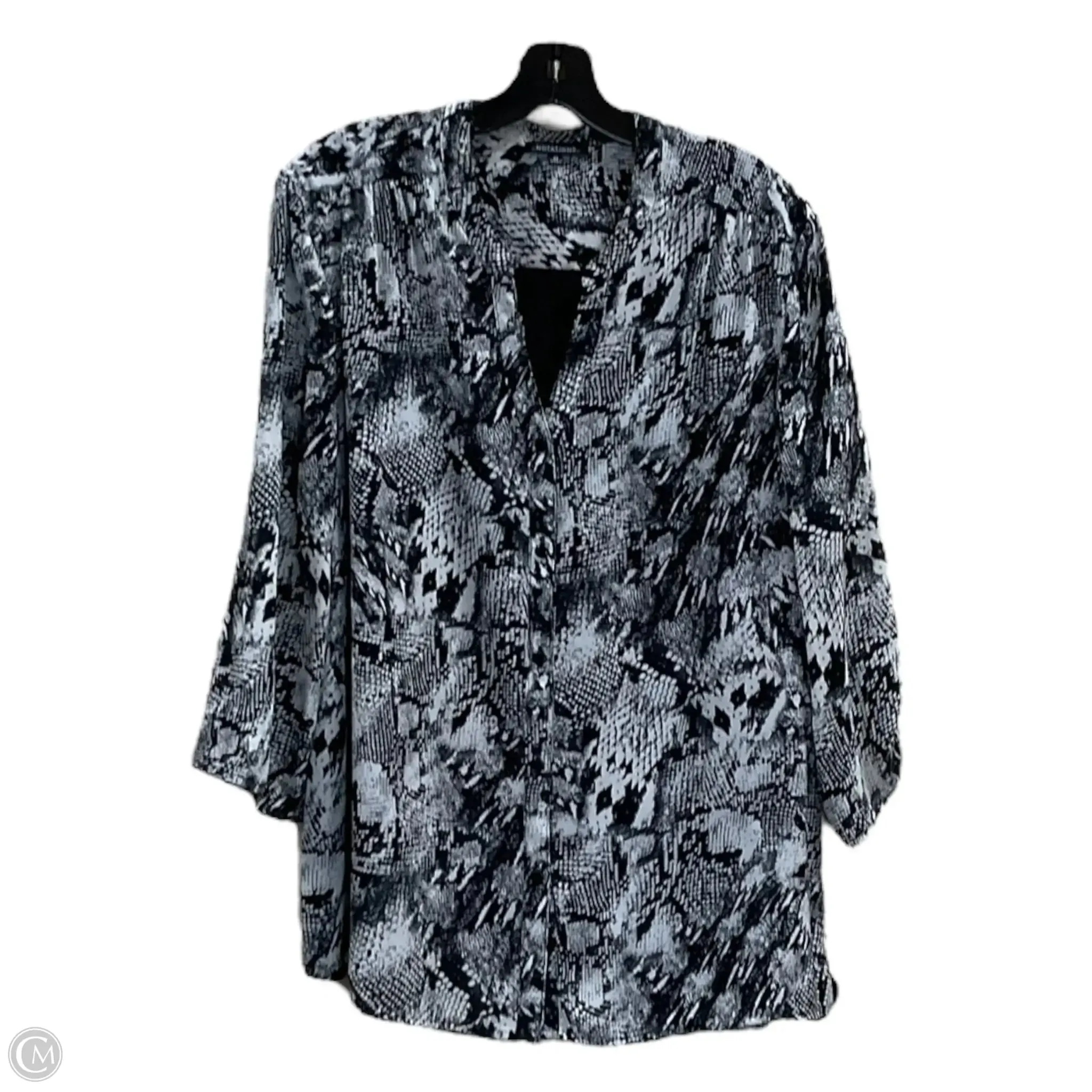 Blouse Long Sleeve By Notations In Black & White, Size: Xl