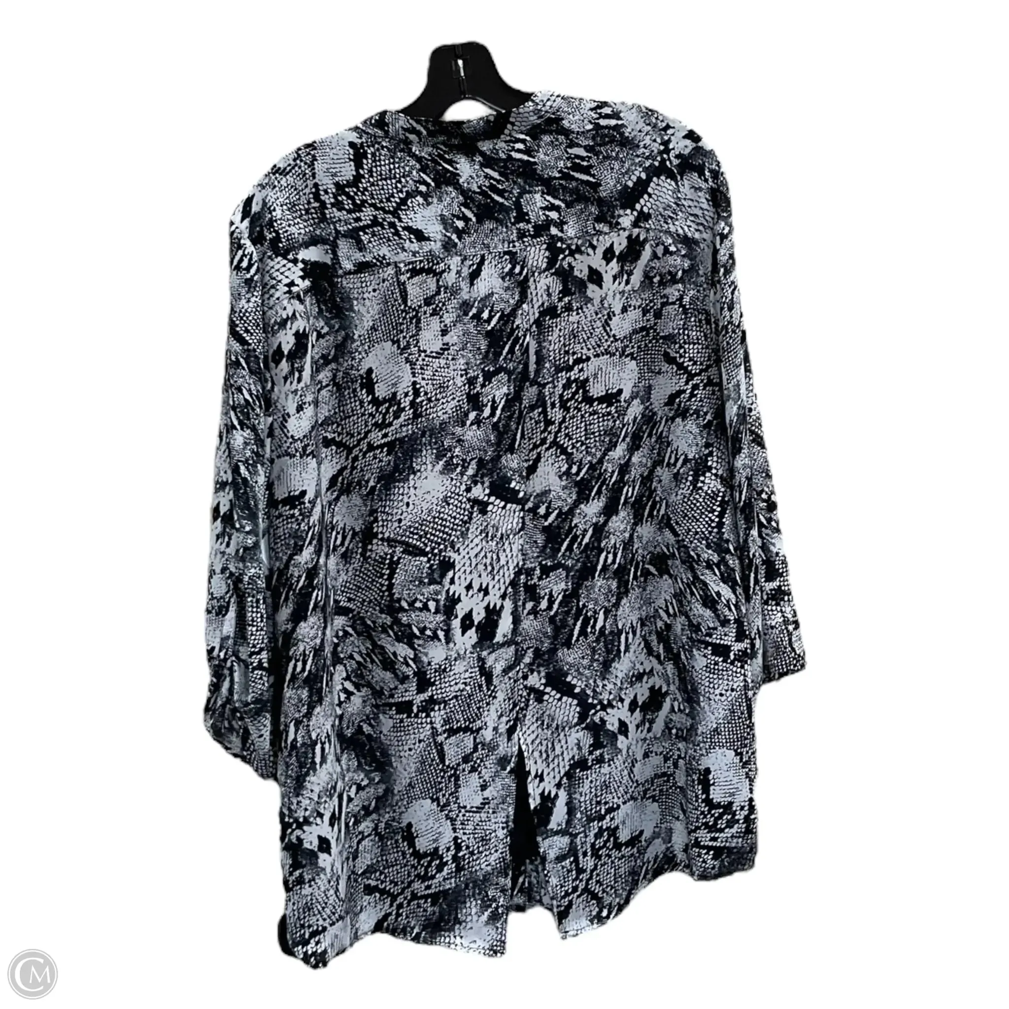 Blouse Long Sleeve By Notations In Black & White, Size: Xl