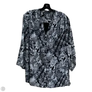 Blouse Long Sleeve By Notations In Black & White, Size: Xl