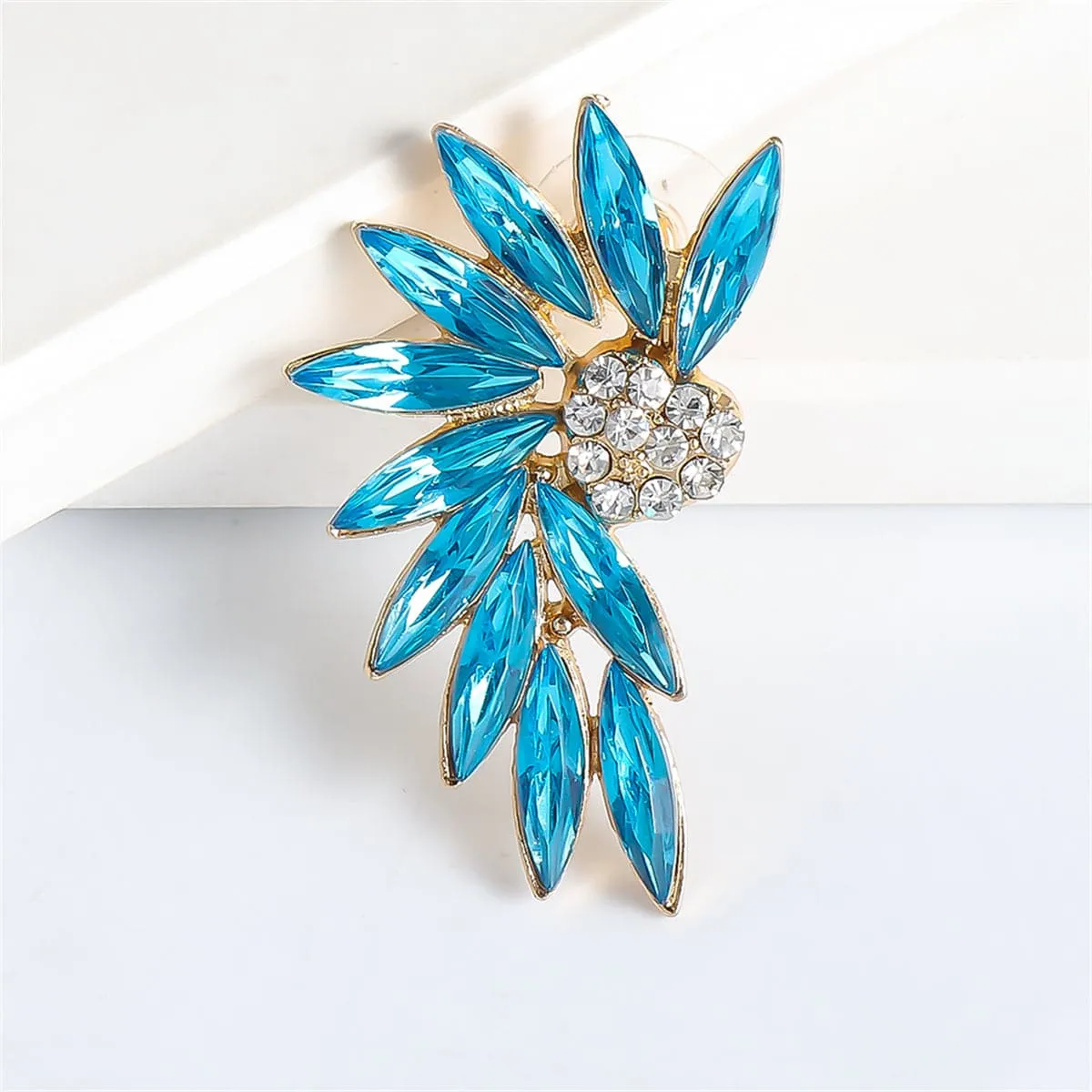 Blue & Cubic Zirconia Wing Drop Earrings