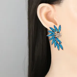 Blue & Cubic Zirconia Wing Drop Earrings