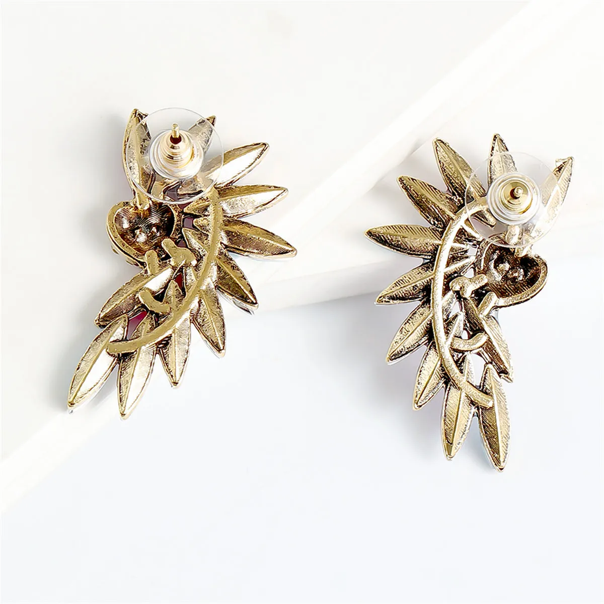 Blue & Cubic Zirconia Wing Drop Earrings