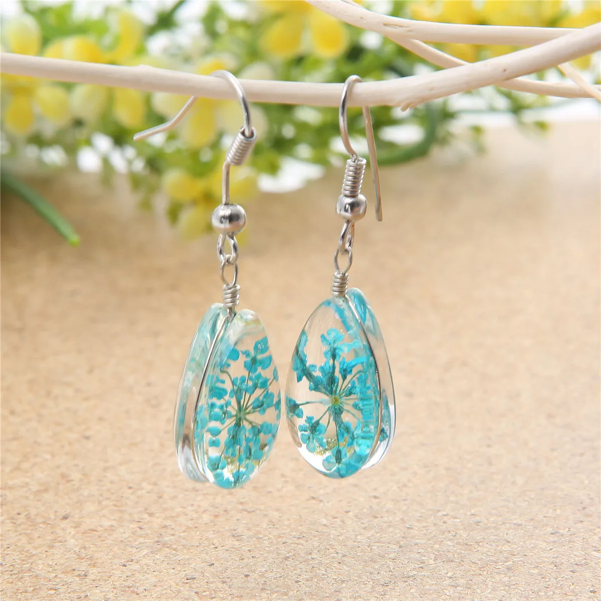 Blue Baby'S-Breath Drop Earrings
