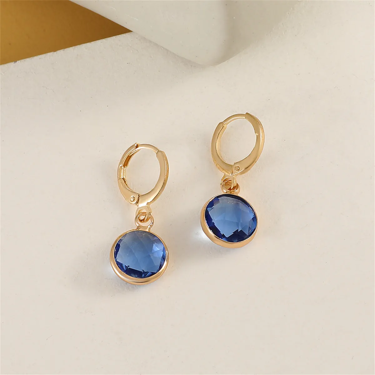 Blue Crystal & 18K Gold-Plated Round Huggie Earrings