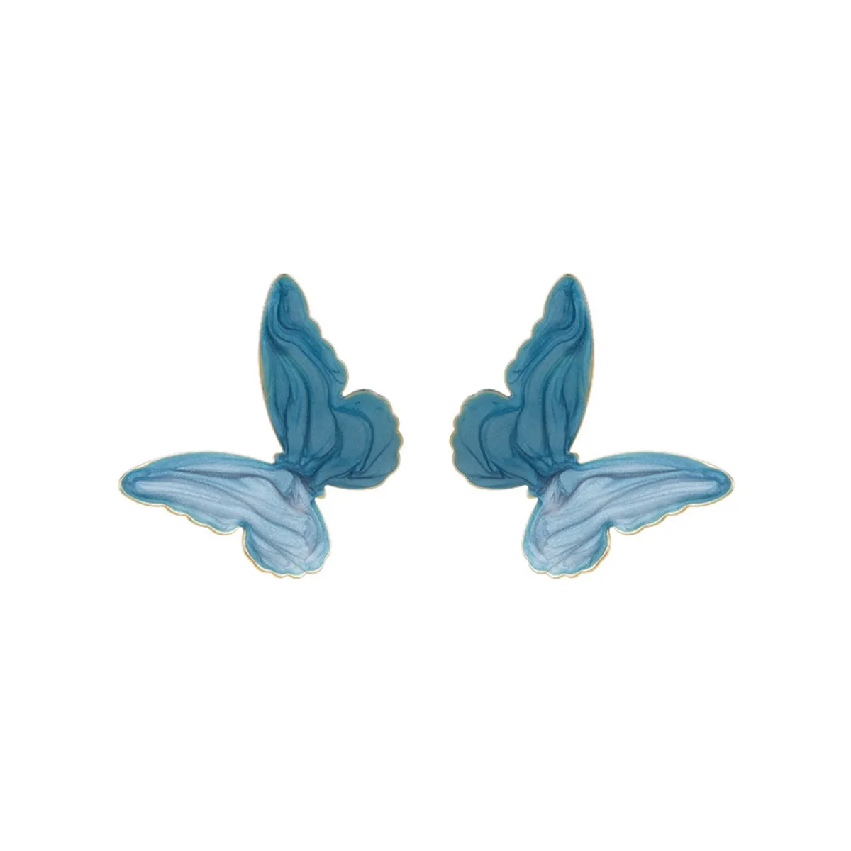 Blue Enamel & 18K Gold-Plated Butterfly Stud Earrings