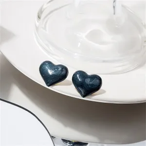 Blue Enamel & 18K Gold-Plated Heart Stud Earrings