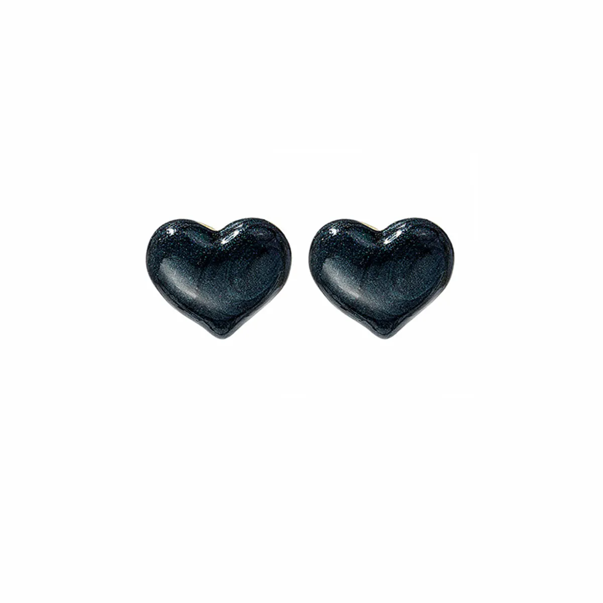 Blue Enamel & 18K Gold-Plated Heart Stud Earrings