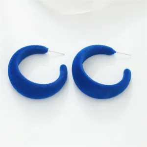 Blue Flocking & Silver-Plated Huggie Earrings