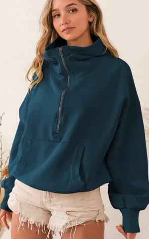Blue Half Zip Pullover Sweater
