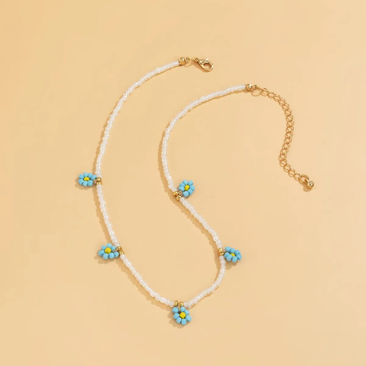 Blue Howlite & 18K Gold-Plated Mum Beaded Station Collar Necklace