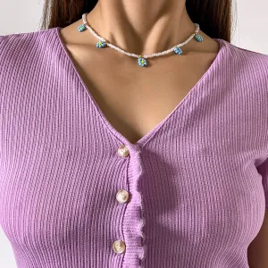 Blue Howlite & 18K Gold-Plated Mum Beaded Station Collar Necklace
