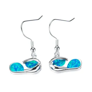 Blue Opal & Silver-Plated Flip-Flop Drop Earrings