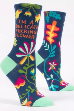 Blue Q -  Delicate F*Cking Flower | Women'S Crew Socks