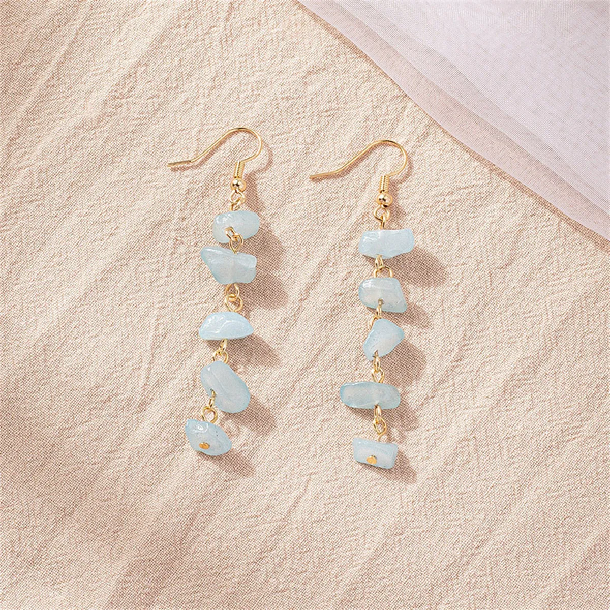 Blue Quartz & 18K Gold-Plated Linear Drop Earrings