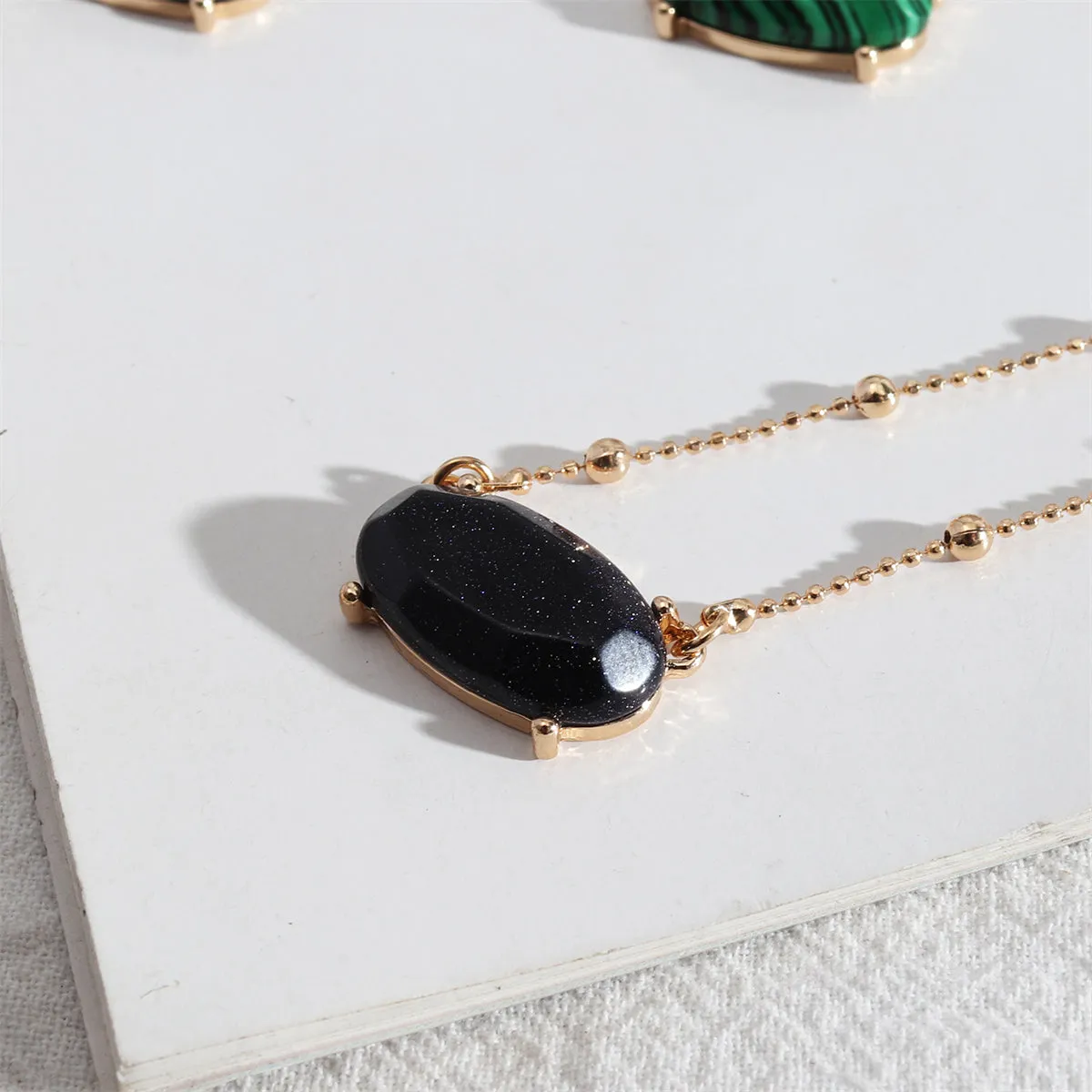 Blue Quartz & 18K Gold-Plated Oval Pendant Necklace