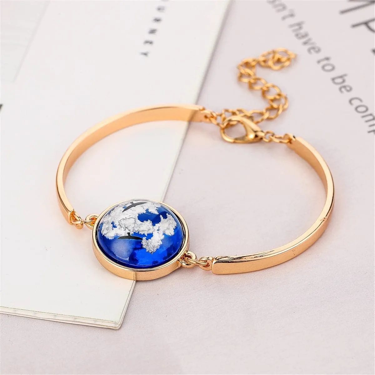 Blue Resin & 18K Gold-Plated Cloud Charm Bracelet