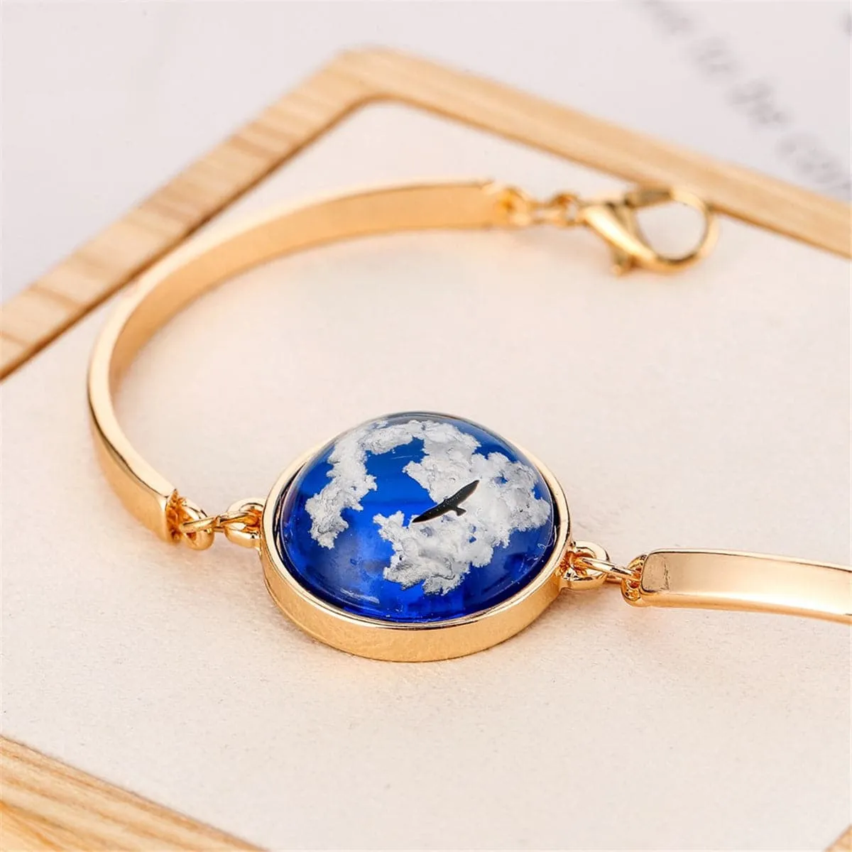 Blue Resin & 18K Gold-Plated Cloud Charm Bracelet