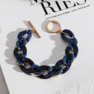Blue Resin & 18K Gold-Plated Curb Chain Toggle Bracelet