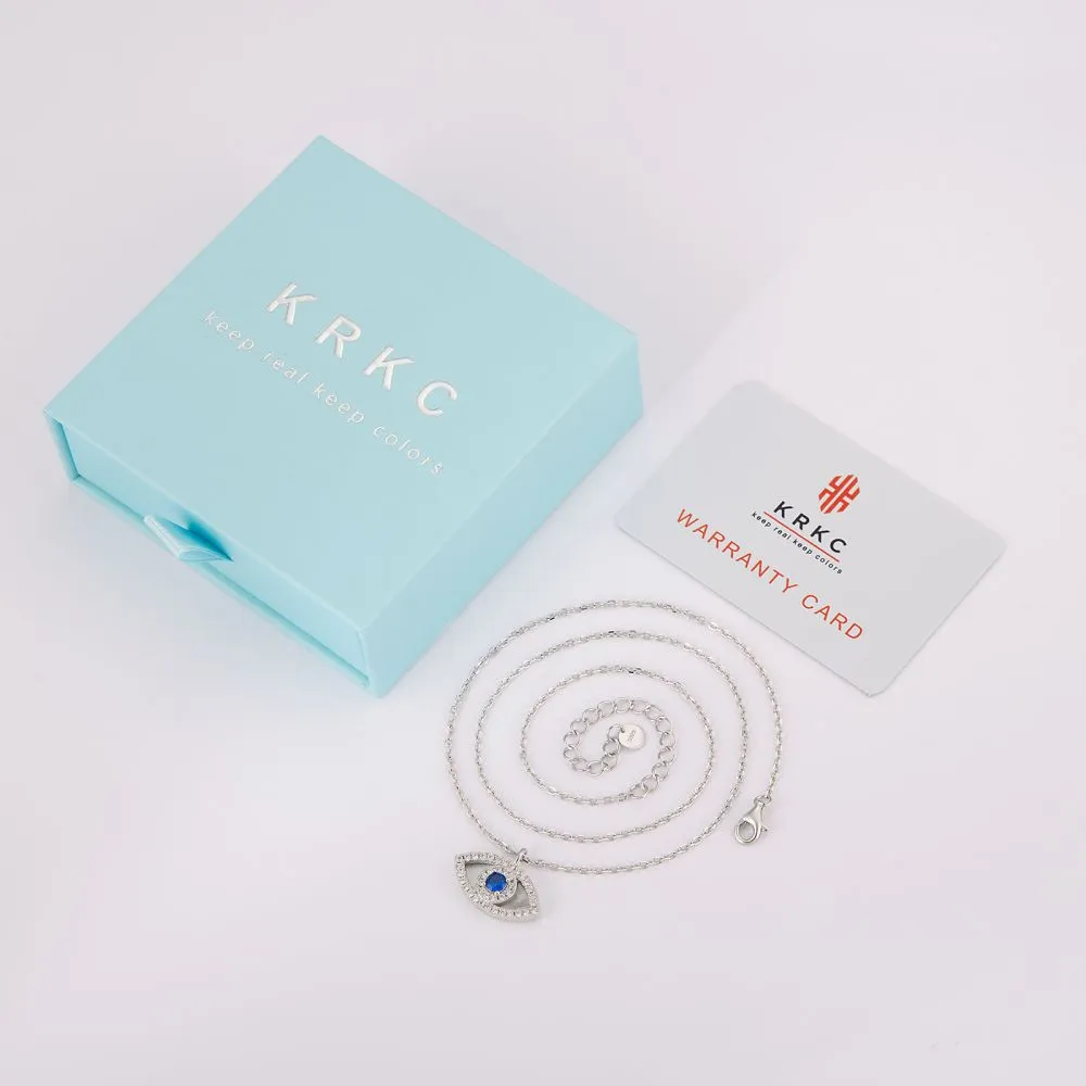 Blue Spinel and Mother of Pearl Evil Eye Chain for Women KRKC