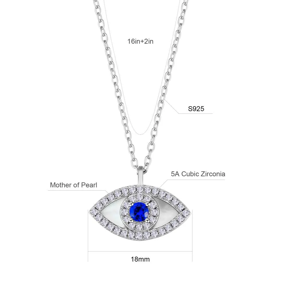 Blue Spinel and Mother of Pearl Evil Eye Chain for Women KRKC
