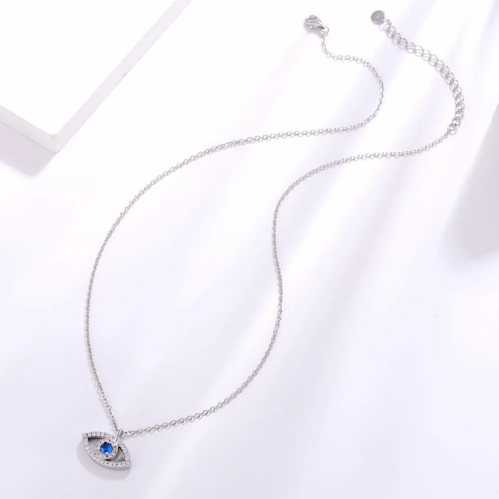 Blue Spinel and Mother of Pearl Evil Eye Chain for Women KRKC