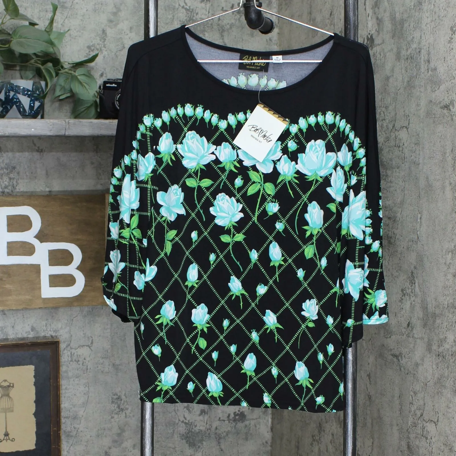 Bob Mackie Women's Rose Trellis Print Knit Top