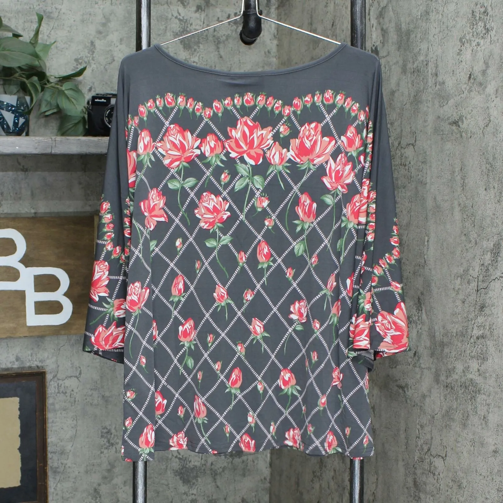 Bob Mackie Women's Rose Trellis Print Knit Top