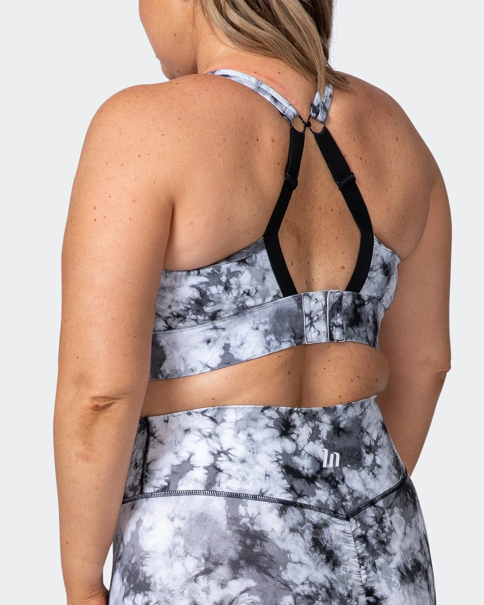 Brace Yourself Bra - Grey Black Tie Dye Print