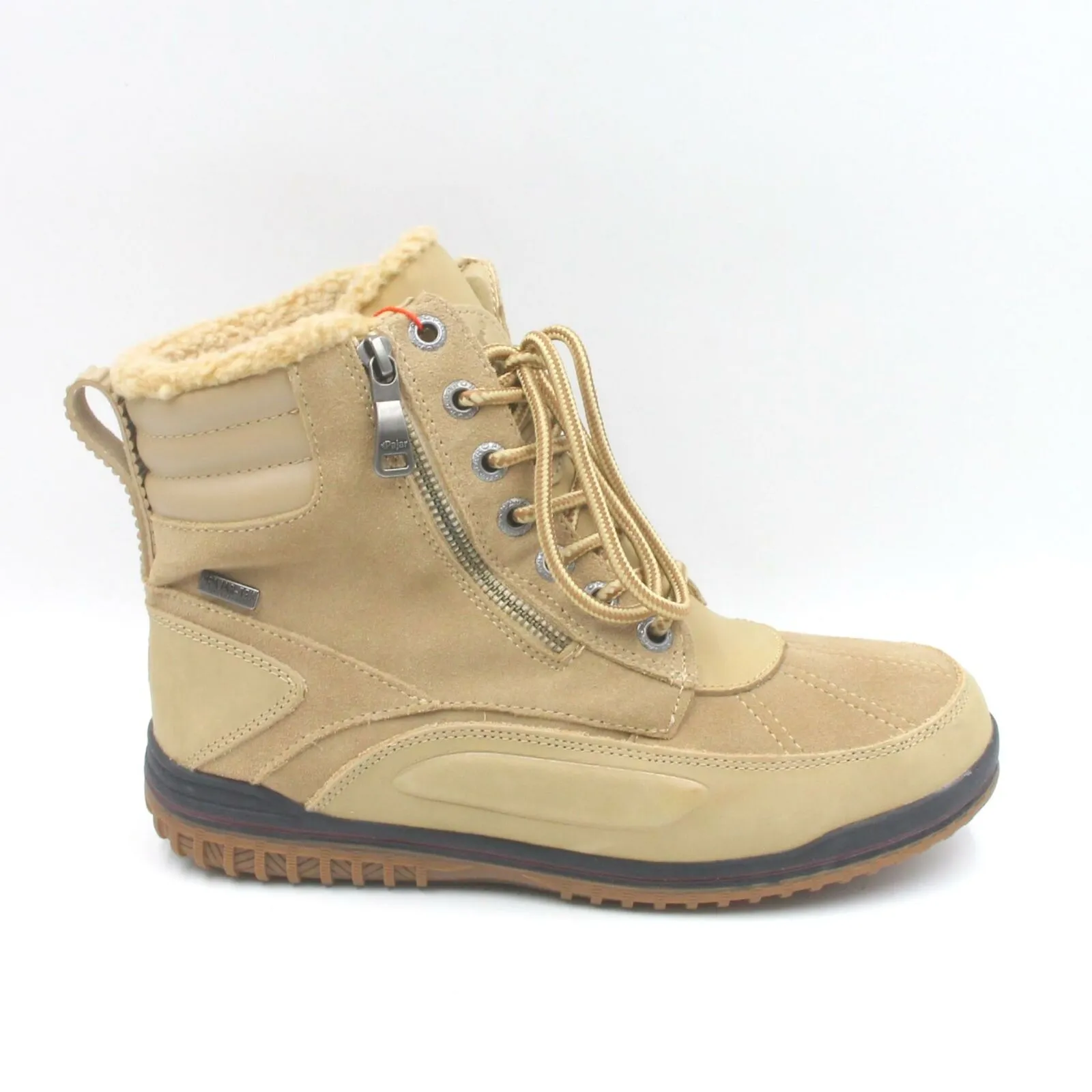 Brand new Pajar Women's Winter Boots Beige Lace Up Faux Fur Lined Zipper Flat Heel 5-5.5! Would Fit Youth Sz 3-3.5! -30C Rated! Retails $218 