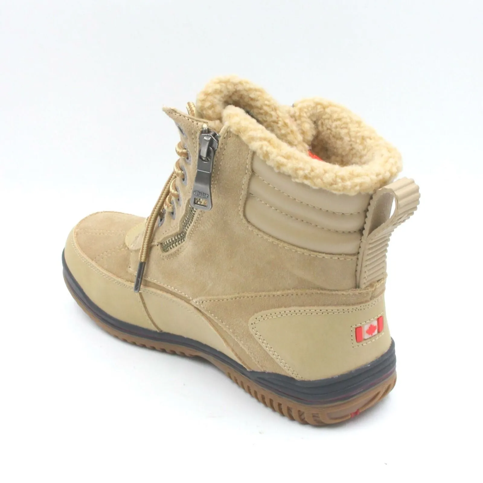Brand new Pajar Women's Winter Boots Beige Lace Up Faux Fur Lined Zipper Flat Heel 5-5.5! Would Fit Youth Sz 3-3.5! -30C Rated! Retails $218 