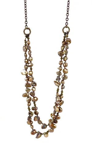 Bronze pearl necklace