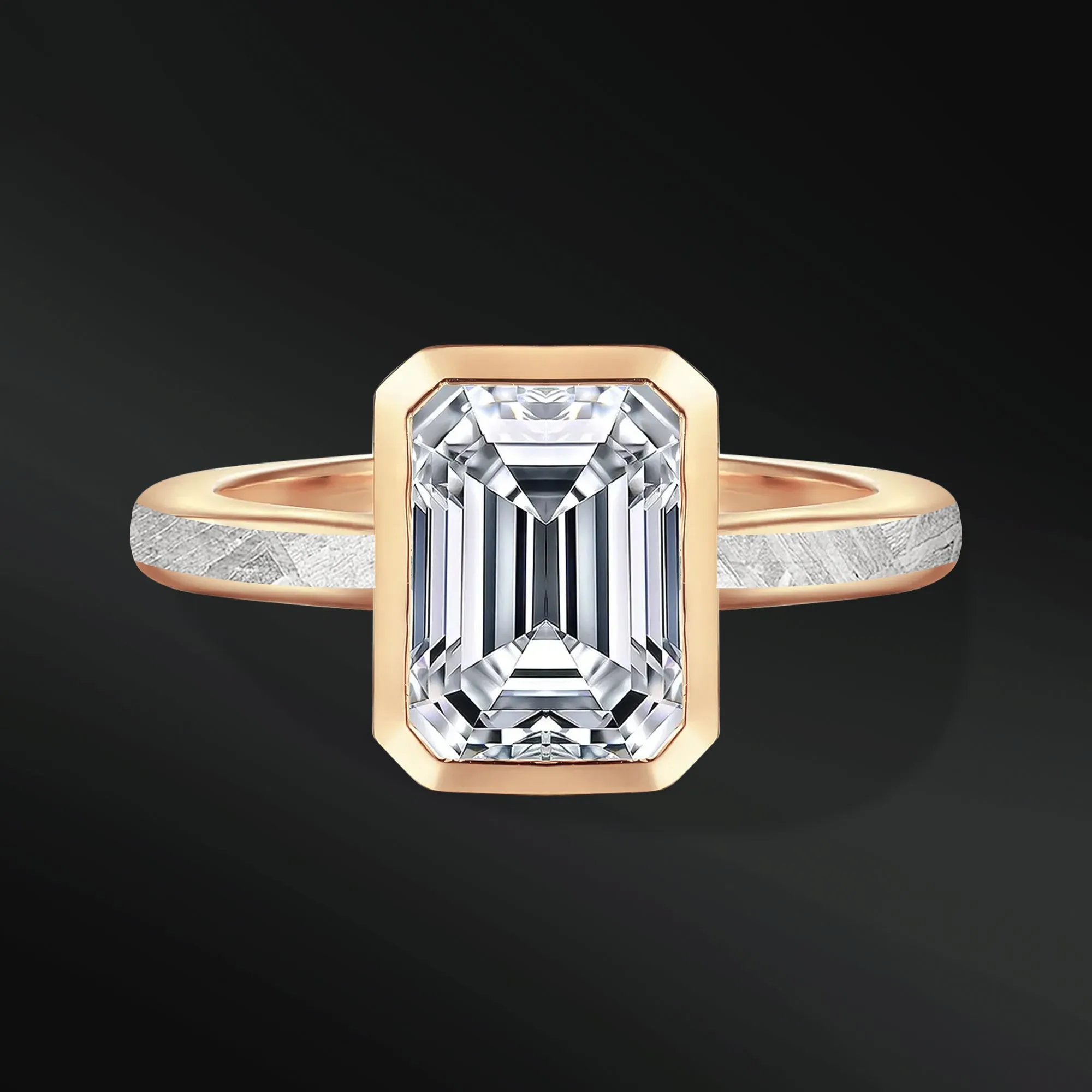 Brooke - 14K Gold or Sterling silver Ring for Women | 1 CT Oval Certified Moissanite Engagement Ring | Muonionalusta Meteorite | D-color and VVS1 clarity